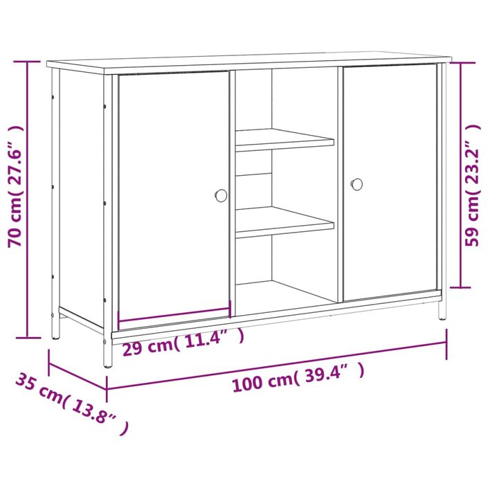 Buffet chêne marron 100x35x70 cm bois d'ingénierie - Photo n°11