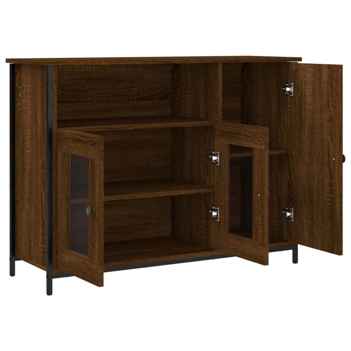 Buffet chêne marron 100x35x75 cm bois d'ingénierie - Photo n°5