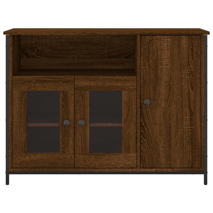 Buffet chêne marron 100x35x75 cm bois d'ingénierie - Photo n°6