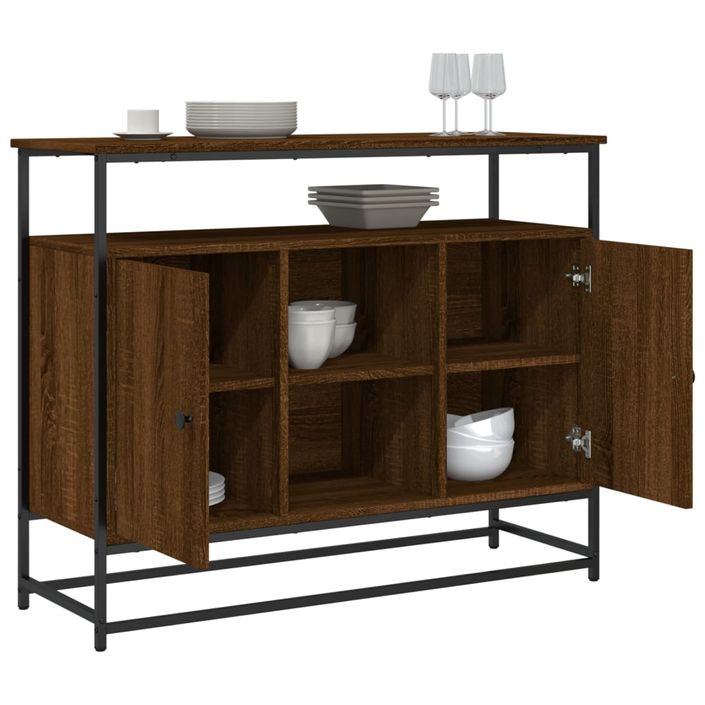 Buffet chêne marron 100x35x80 cm bois d'ingénierie - Photo n°4