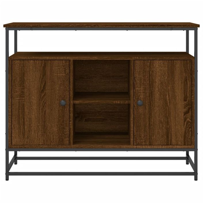 Buffet chêne marron 100x35x80 cm bois d'ingénierie - Photo n°6