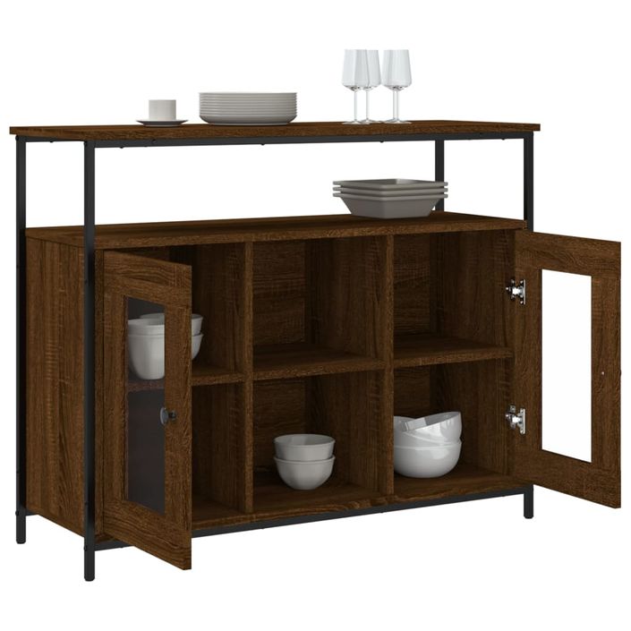 Buffet chêne marron 100x35x80 cm bois d'ingénierie - Photo n°4