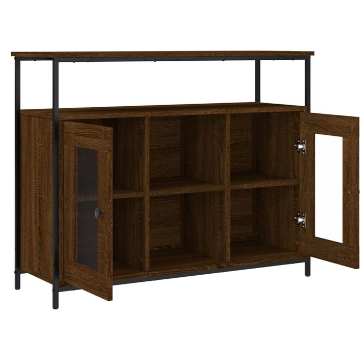 Buffet chêne marron 100x35x80 cm bois d'ingénierie - Photo n°5