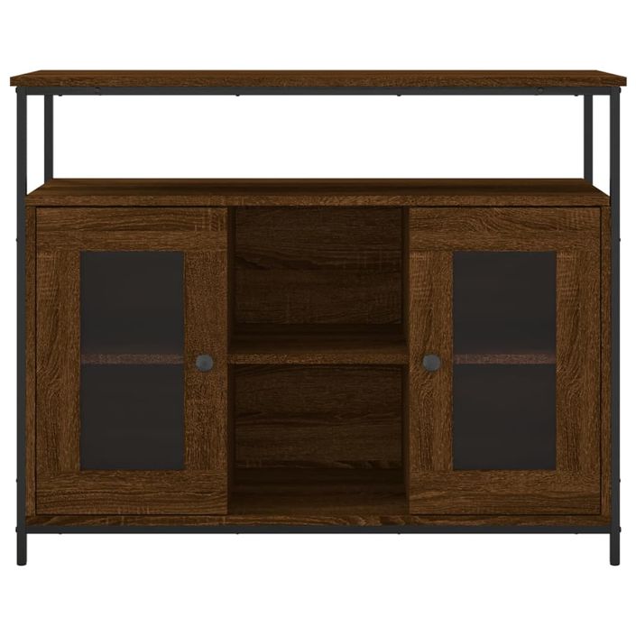 Buffet chêne marron 100x35x80 cm bois d'ingénierie - Photo n°6