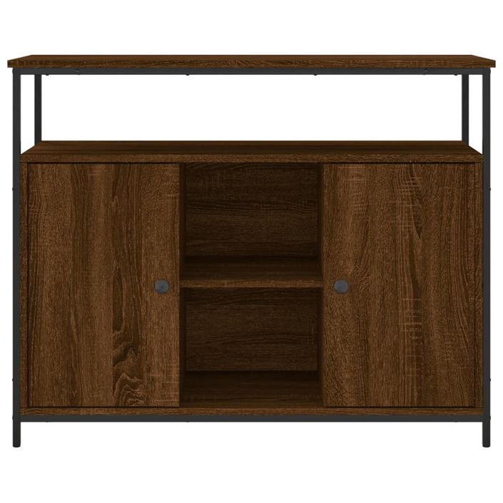 Buffet chêne marron 100x35x80 cm bois d'ingénierie - Photo n°6