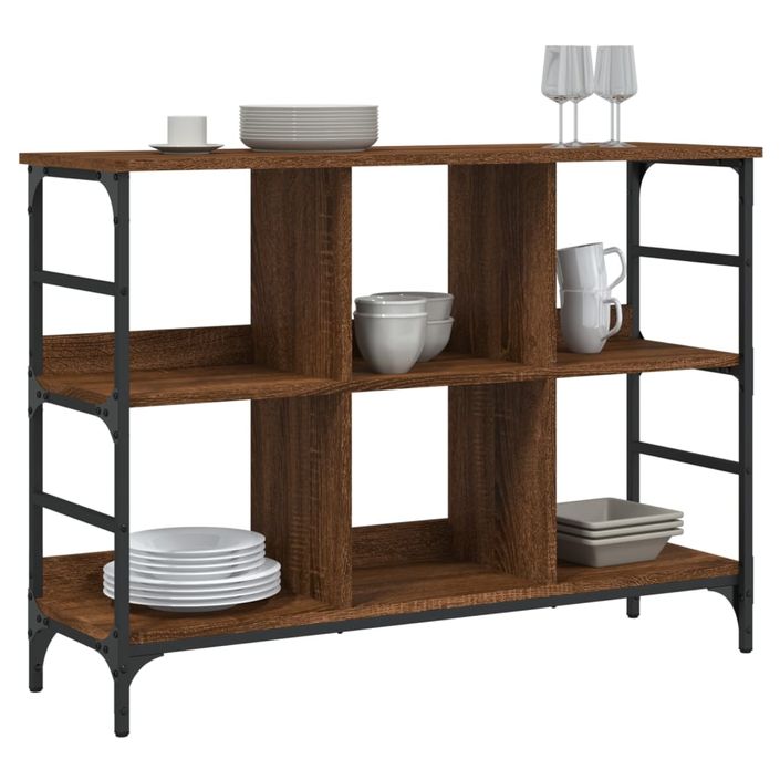 Buffet chêne marron 102x32x73,5 cm bois d'ingénierie - Photo n°3