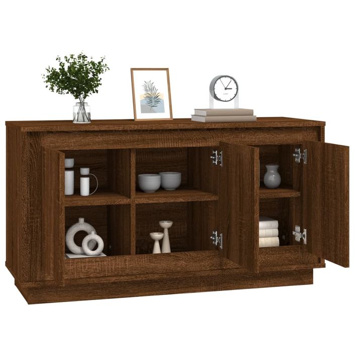 Buffet chêne marron 102x35x55 cm bois d'ingénierie - Photo n°4