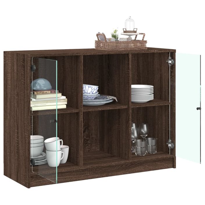 Buffet chêne marron 102x37x75,5 cm bois d'ingénierie - Photo n°4