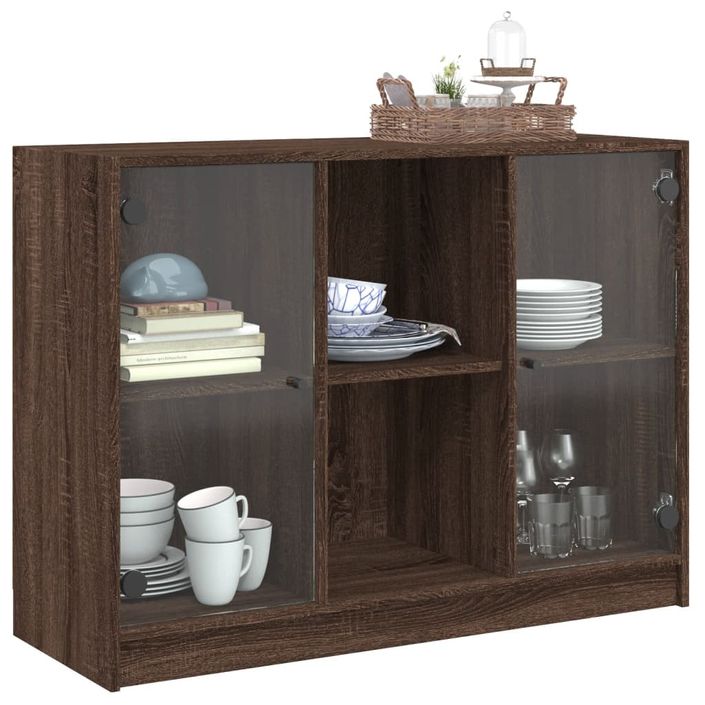 Buffet chêne marron 102x37x75,5 cm bois d'ingénierie - Photo n°5