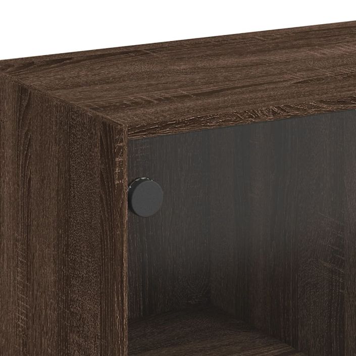 Buffet chêne marron 102x37x75,5 cm bois d'ingénierie - Photo n°9