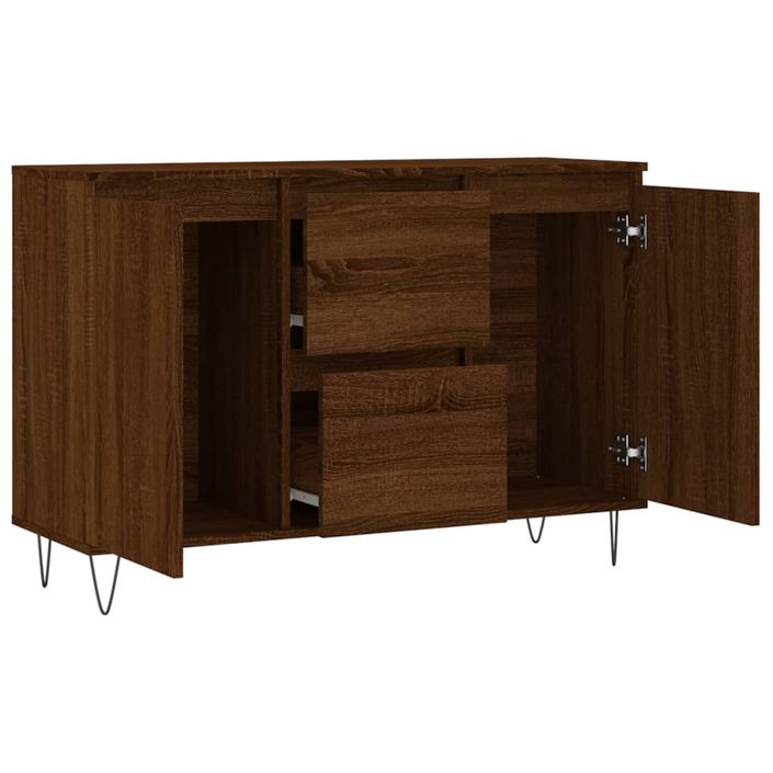 Buffet chêne marron 104x35x70 cm bois d'ingénierie - Photo n°6