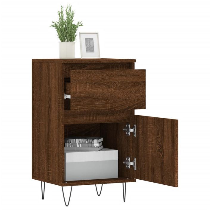 Buffet chêne marron 40x35x70 cm bois d'ingénierie - Photo n°4