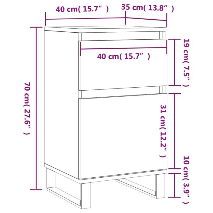 Buffet chêne marron 40x35x70 cm bois d'ingénierie - Photo n°12