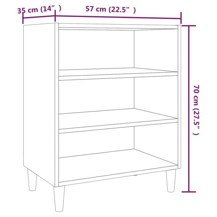 Buffet chêne marron 57x35x70 cm bois d'ingénierie - Photo n°6