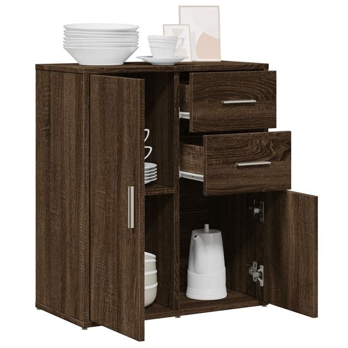 Buffet chêne marron 60x31x70 cm bois d'ingénierie - Photo n°4