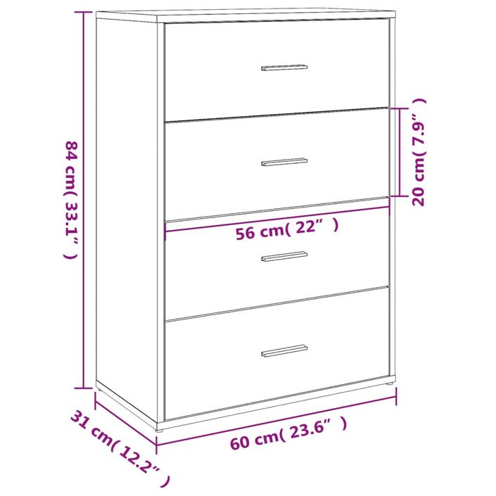 Buffet chêne marron 60x31x84 cm bois d'ingénierie - Photo n°10