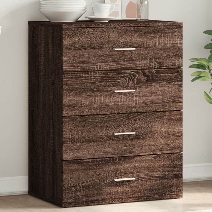 Buffet chêne marron 60x39x80 cm bois d'ingénierie - Photo n°2