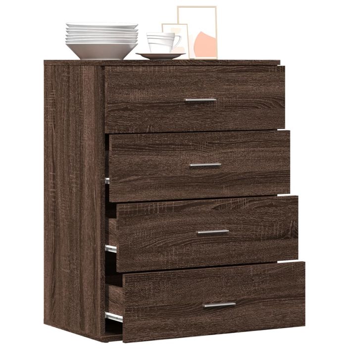 Buffet chêne marron 60x39x80 cm bois d'ingénierie - Photo n°4