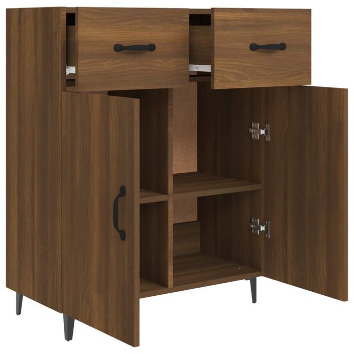 Buffet Chêne marron 69,5x34x90 cm Bois d'ingénierie - Photo n°7