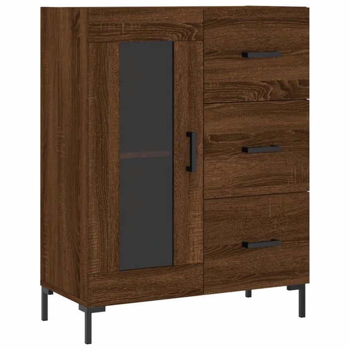 Buffet chêne marron 69,5x34x90 cm bois d'ingénierie - Photo n°1