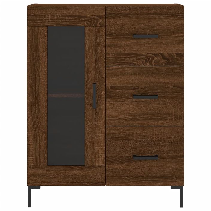 Buffet chêne marron 69,5x34x90 cm bois d'ingénierie - Photo n°5