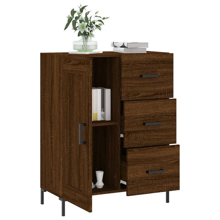 Buffet chêne marron 69,5x34x90 cm bois d'ingénierie - Photo n°4