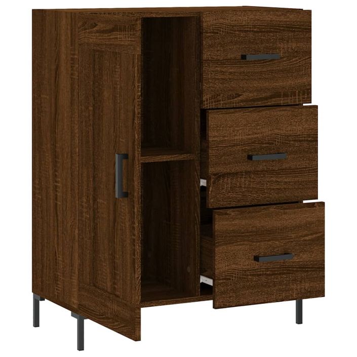 Buffet chêne marron 69,5x34x90 cm bois d'ingénierie - Photo n°6