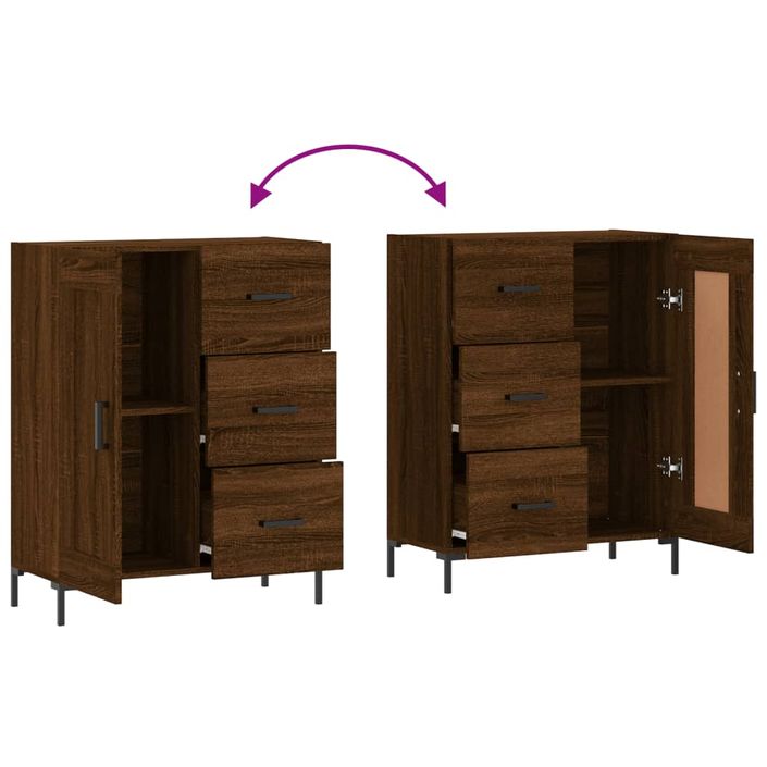 Buffet chêne marron 69,5x34x90 cm bois d'ingénierie - Photo n°9