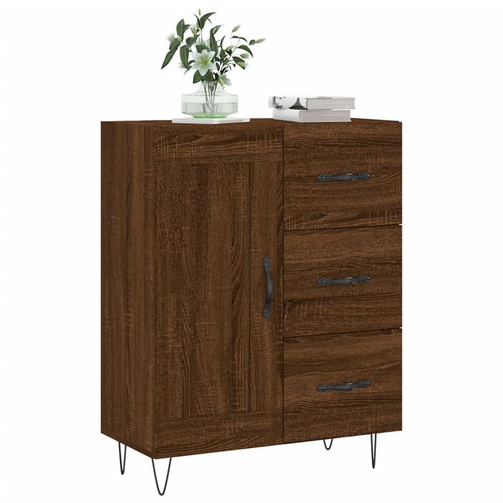 Buffet chêne marron 69,5x34x90 cm bois d'ingénierie - Photo n°3