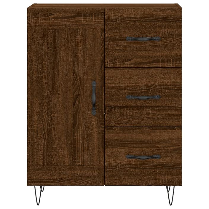 Buffet chêne marron 69,5x34x90 cm bois d'ingénierie - Photo n°5