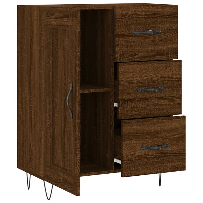 Buffet chêne marron 69,5x34x90 cm bois d'ingénierie - Photo n°6