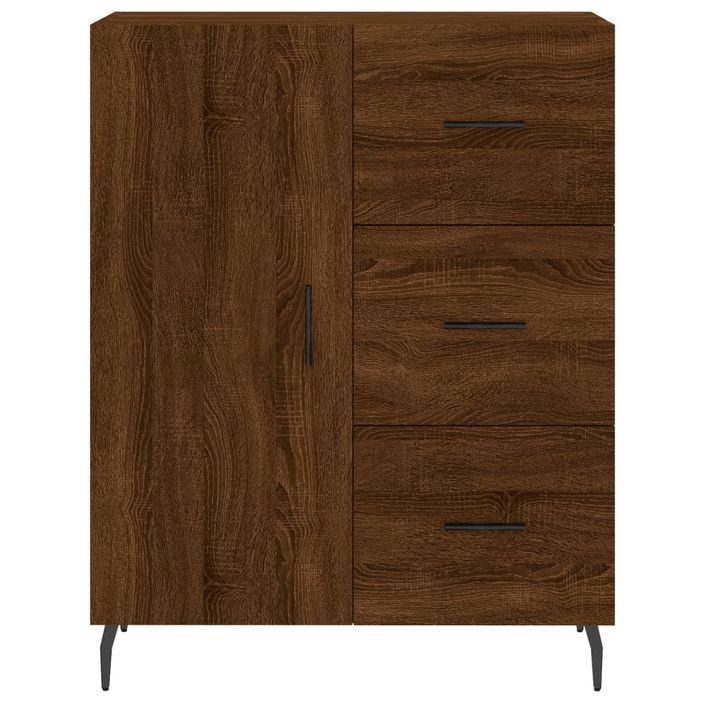 Buffet chêne marron 69,5x34x90 cm bois d'ingénierie - Photo n°5