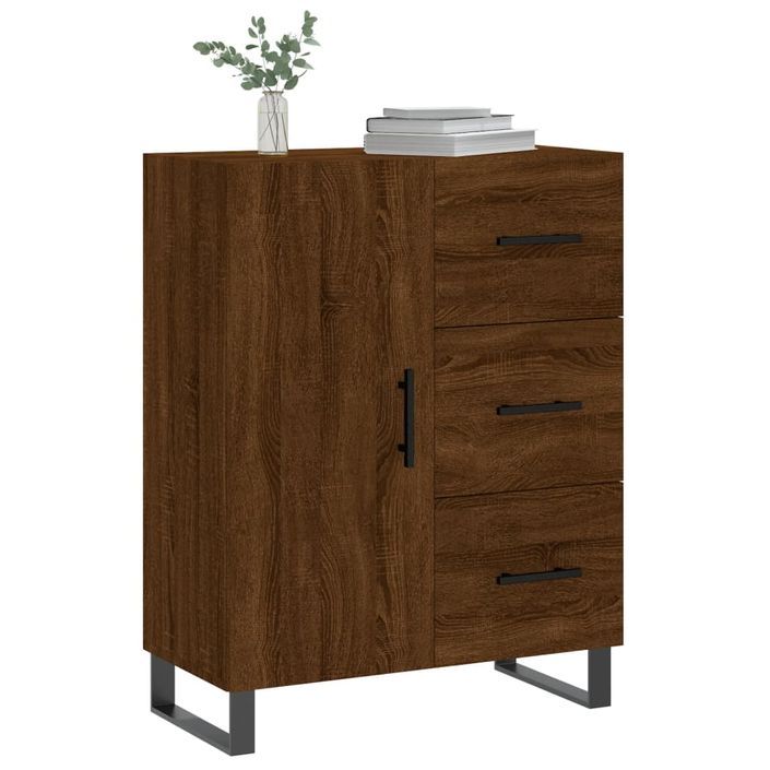 Buffet chêne marron 69,5x34x90 cm bois d'ingénierie - Photo n°3