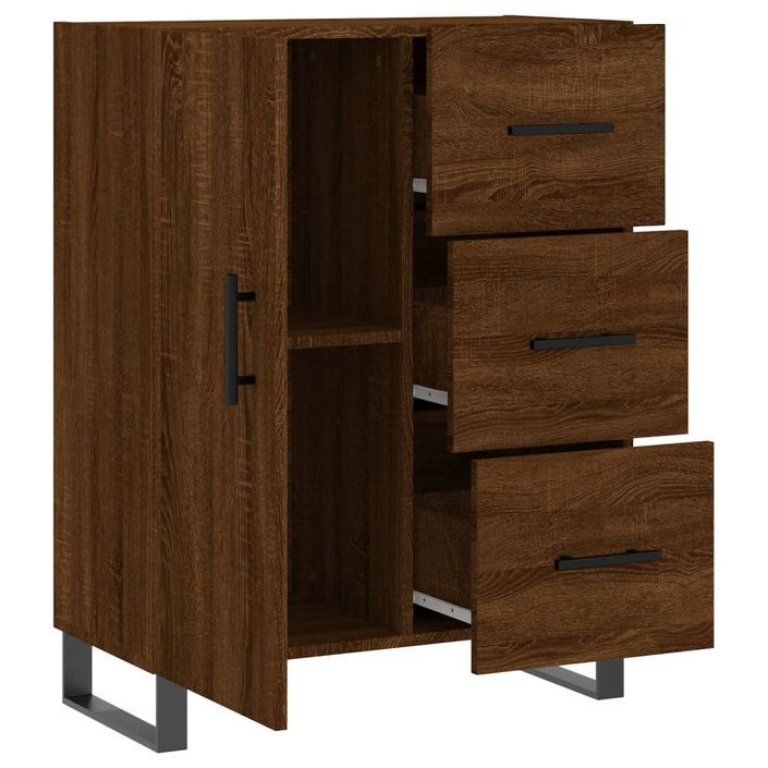 Buffet chêne marron 69,5x34x90 cm bois d'ingénierie - Photo n°6