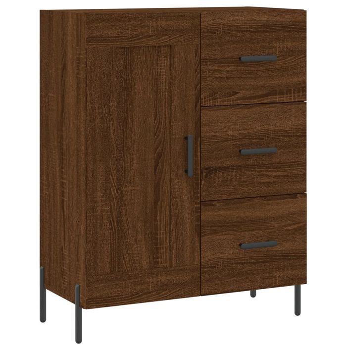 Buffet chêne marron 69,5x34x90 cm bois d'ingénierie - Photo n°1