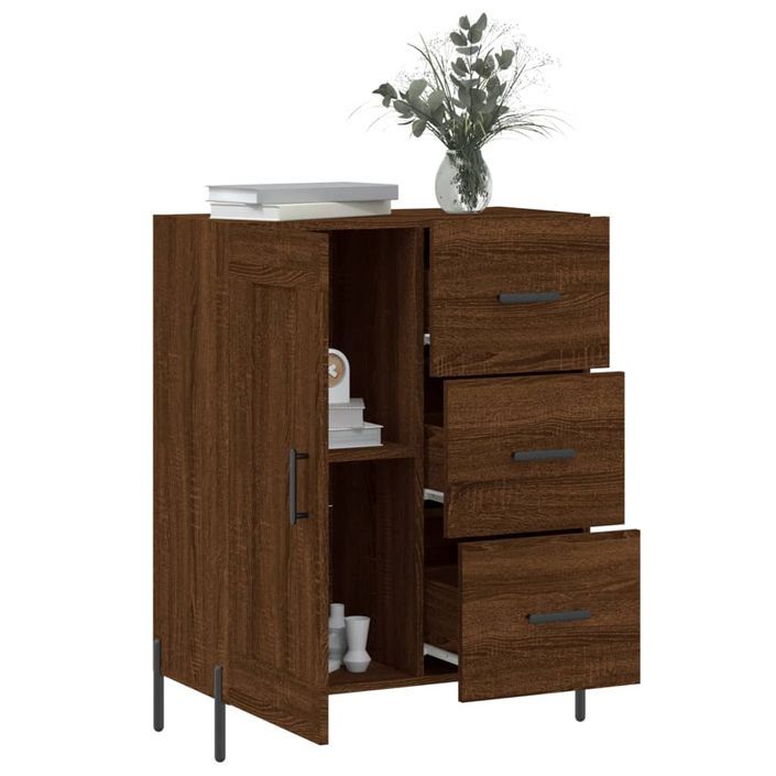 Buffet chêne marron 69,5x34x90 cm bois d'ingénierie - Photo n°4