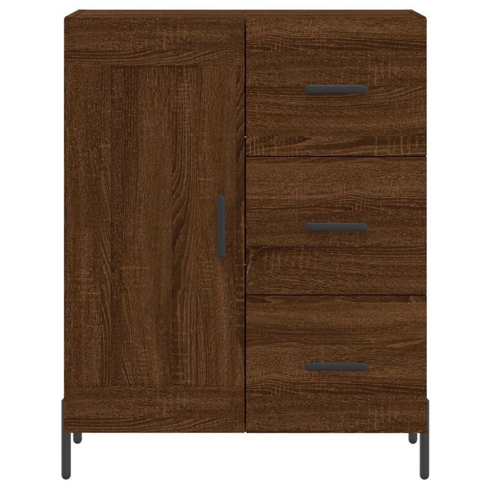 Buffet chêne marron 69,5x34x90 cm bois d'ingénierie - Photo n°5