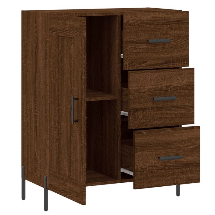 Buffet chêne marron 69,5x34x90 cm bois d'ingénierie - Photo n°6