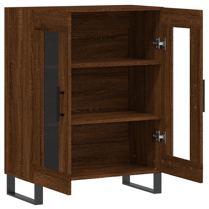 Buffet chêne marron 69,5x34x90 cm bois d'ingénierie - Photo n°6