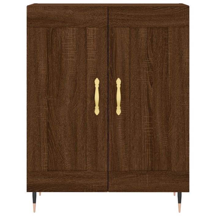 Buffet chêne marron 69,5x34x90 cm bois d'ingénierie - Photo n°5