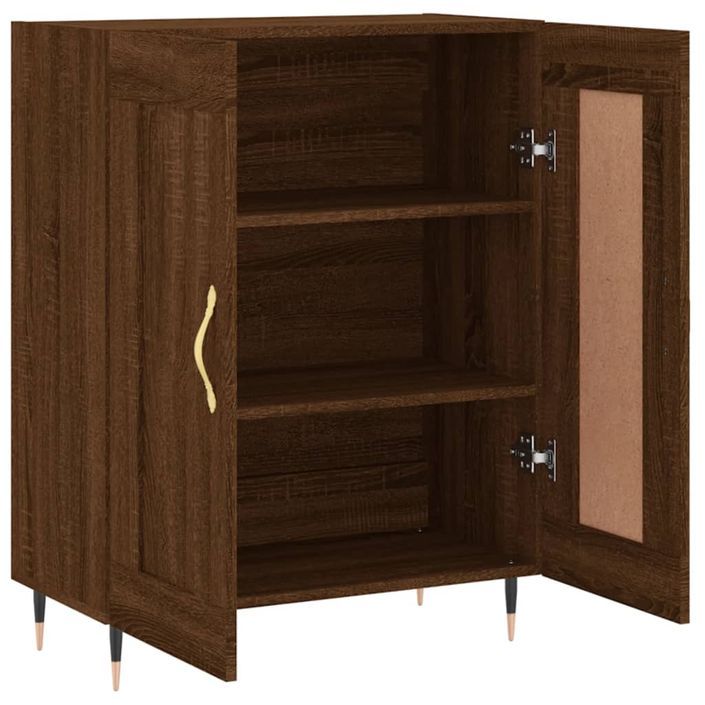 Buffet chêne marron 69,5x34x90 cm bois d'ingénierie - Photo n°6