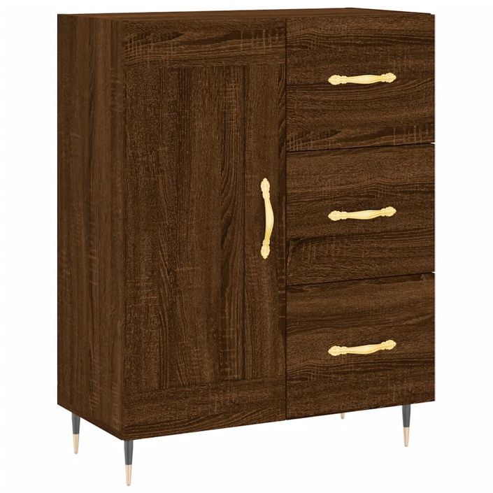 Buffet chêne marron 69,5x34x90 cm bois d'ingénierie - Photo n°1