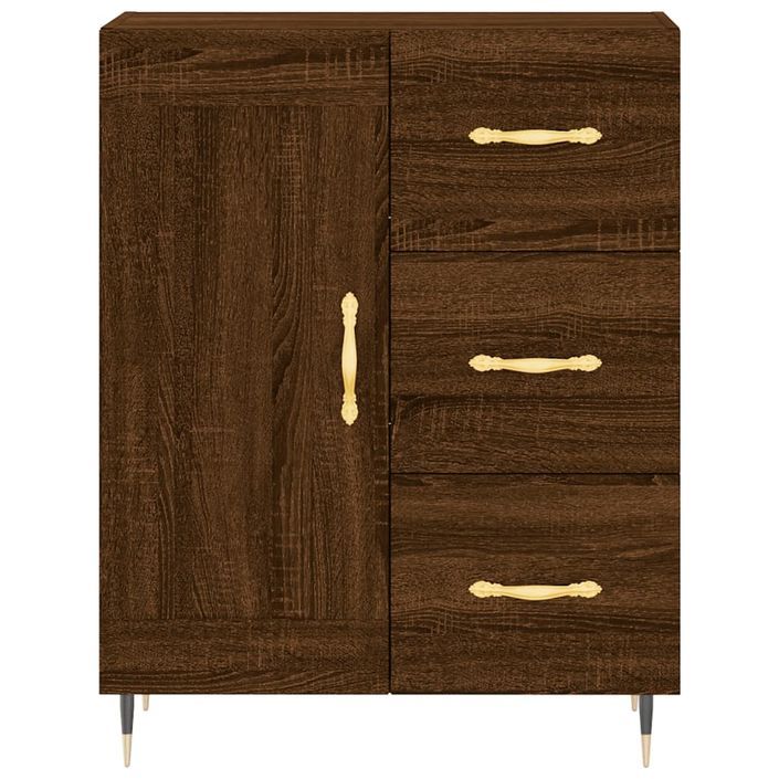 Buffet chêne marron 69,5x34x90 cm bois d'ingénierie - Photo n°5