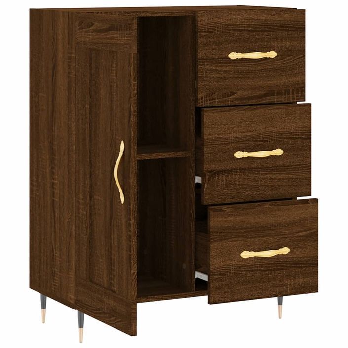 Buffet chêne marron 69,5x34x90 cm bois d'ingénierie - Photo n°6