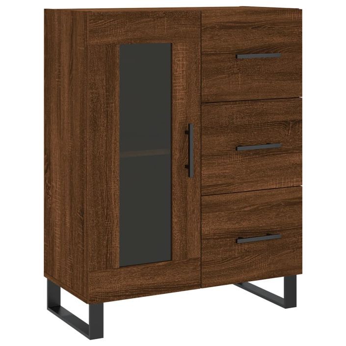 Buffet chêne marron 69,5x34x90 cm bois d'ingénierie - Photo n°1