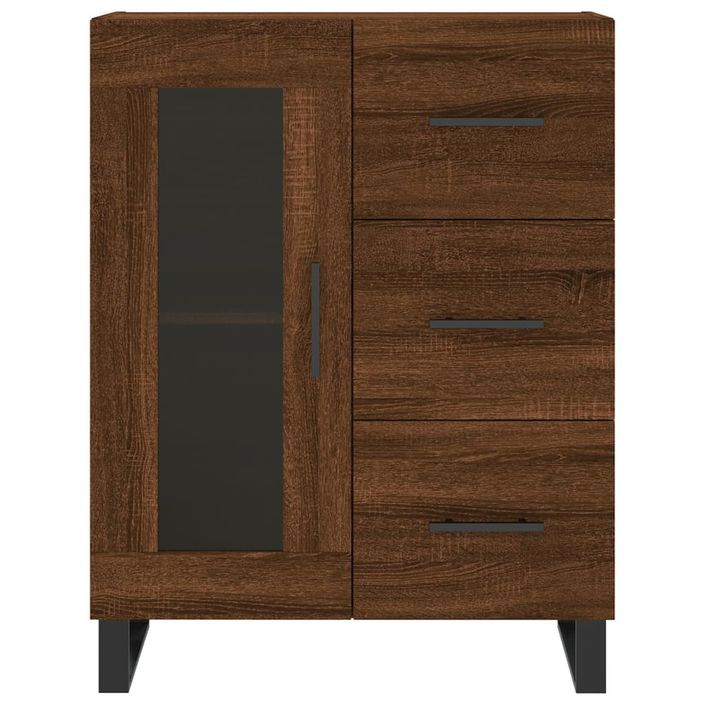 Buffet chêne marron 69,5x34x90 cm bois d'ingénierie - Photo n°5