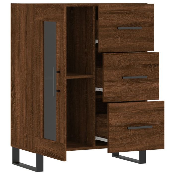 Buffet chêne marron 69,5x34x90 cm bois d'ingénierie - Photo n°6