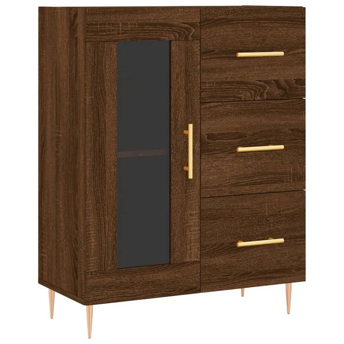 Buffet chêne marron 69,5x34x90 cm bois d'ingénierie - Photo n°1