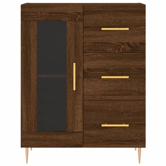 Buffet chêne marron 69,5x34x90 cm bois d'ingénierie - Photo n°5