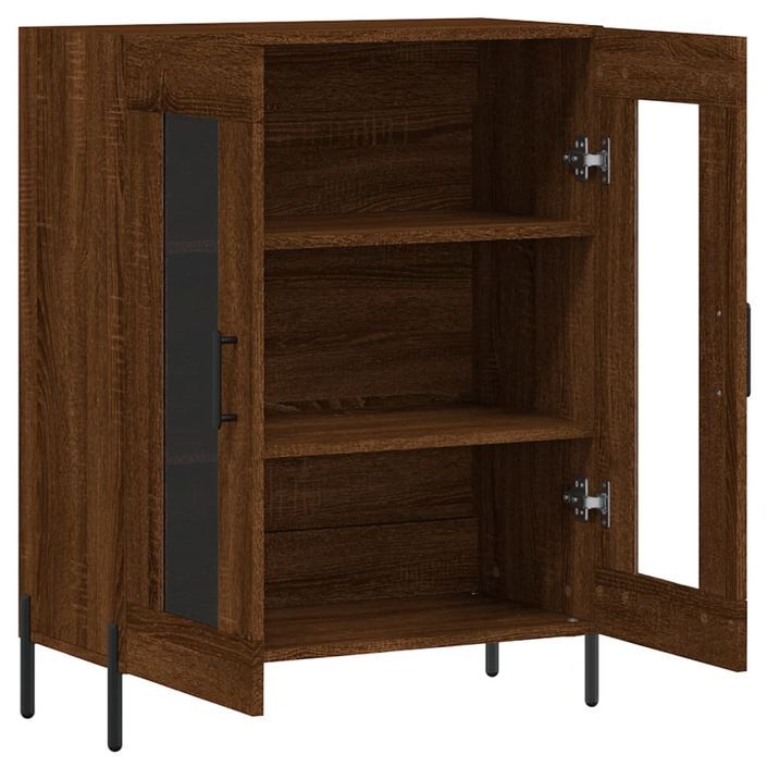 Buffet chêne marron 69,5x34x90 cm bois d'ingénierie - Photo n°6